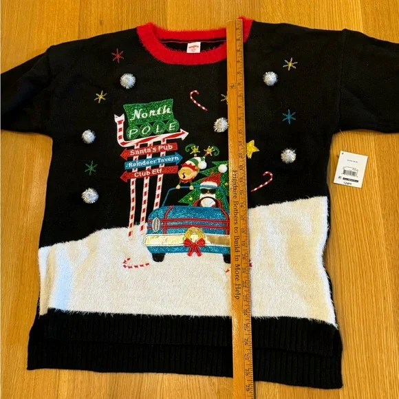 NEW “Holiday Time” Festive Christmas Sweater Size XL (16-18) “Ugly” with Santa - Picture 5 of 6
